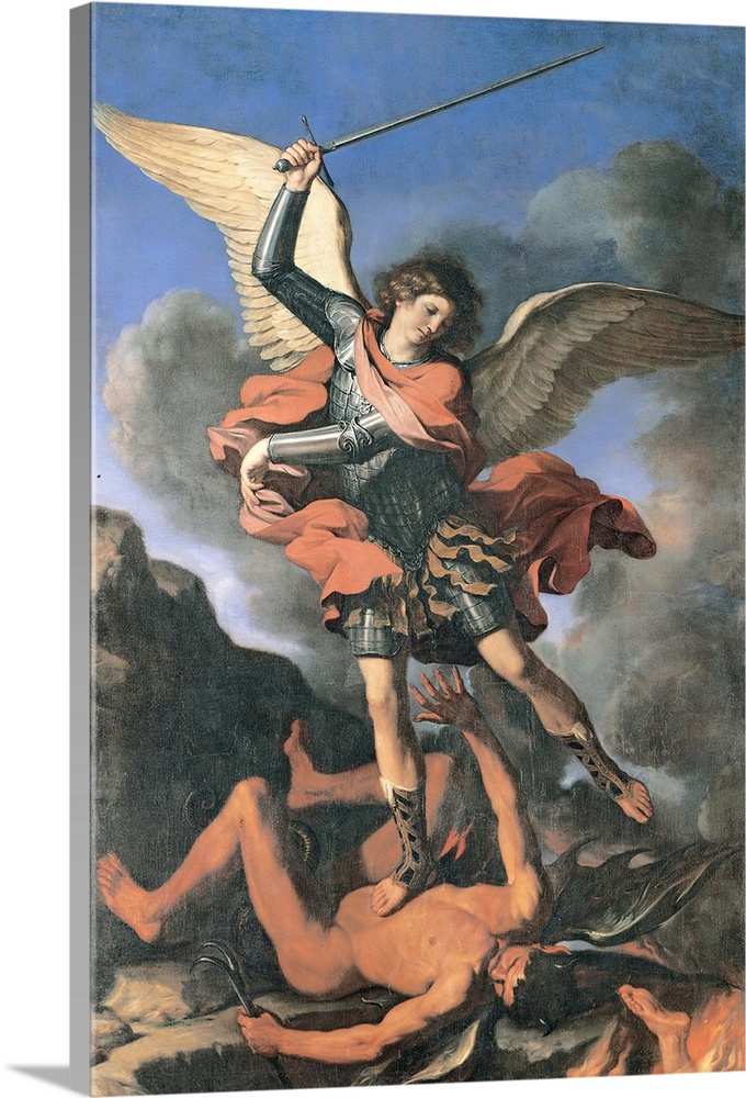 Barbieri Giovan Francesco known as il Guercino, St Michael the Archangel, 1644, 17th Century, canvas, Italy, Marche, Fabri...