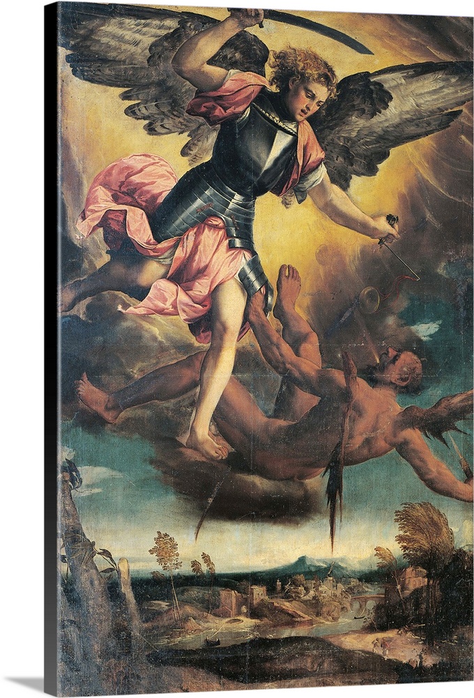 St Michael Vanquishing the Devil, by Bonifacio Veronese known as Bonifacio de Pitati, 1523 post, 16th Century, - Italy, Ve...