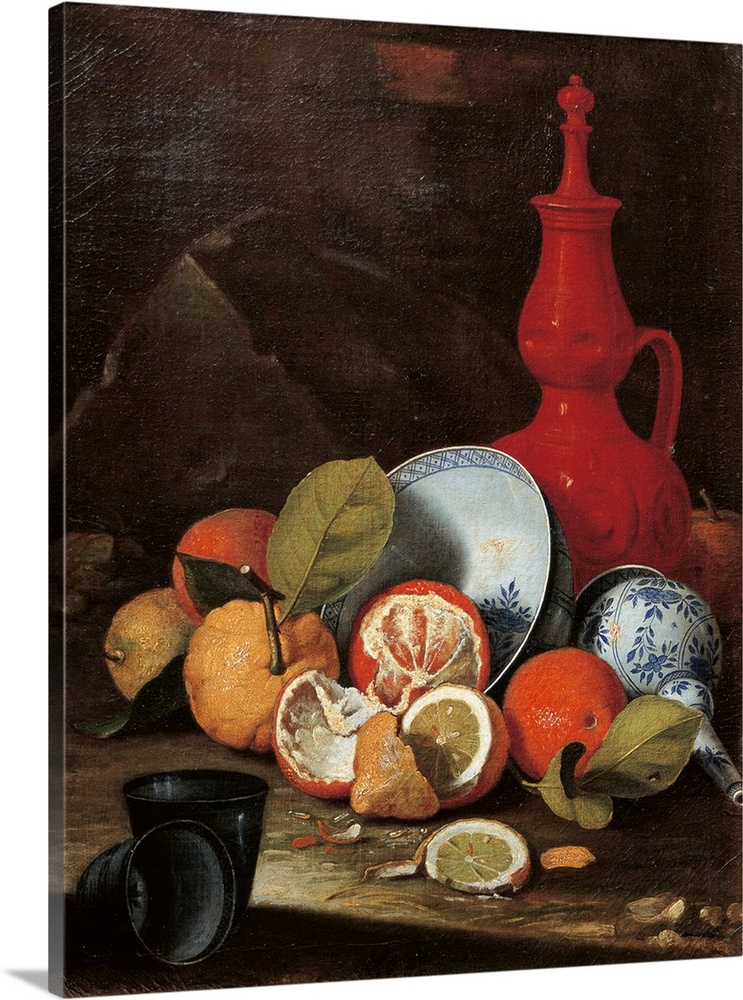 Still Life with Bucchero, Porcelain, Oranges and Lemons, by Cristoforo Munari, 1700 - 1720, 18th Century, oil on canvas, c...