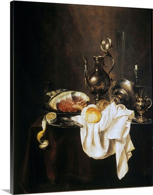Still Life of Ham and Silver Plate. 1649. Willem Claesz Heda