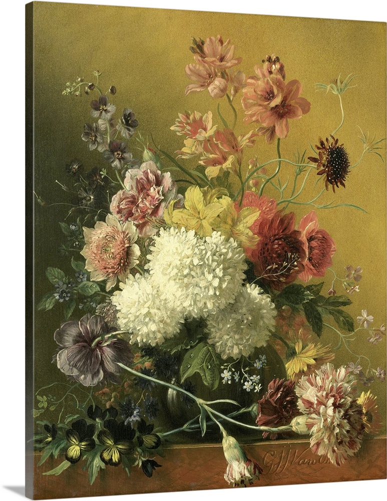 Still Life with Flowers, Georgius Jacobus Johannes van Os, c. 1820-61, Dutch painting, oil on panel.
