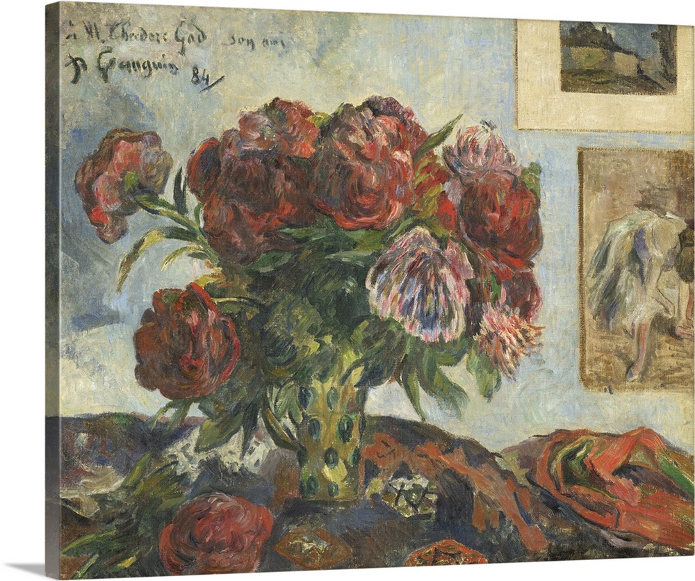 Still Life with Peonies, by Paul Gauguin, 1884, French Post-Impressionist painting, oil on canvas. This work was painted t...