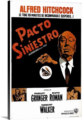 Strangers On A Train, Argentine Poster Art, Director Alfred Hitchcock, 1951