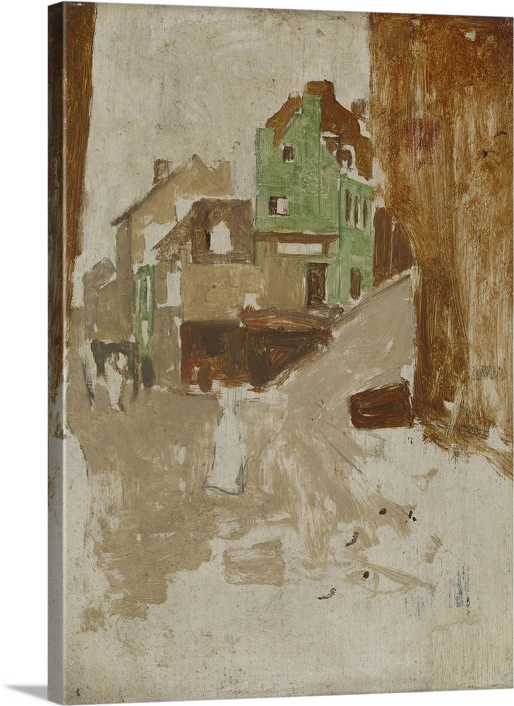 Street in Montmartre, Paris, by George Hendrik Breitner, c. 1880-1923, Dutch painting, oil on panel.