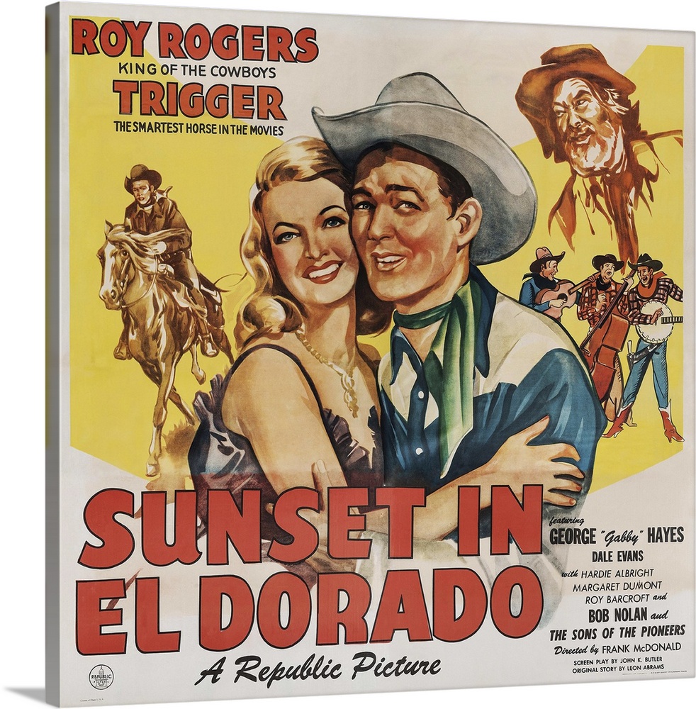 Sunset In El Dorado - Vintage Movie Poster, 1945 Wall Art, Canvas ...
