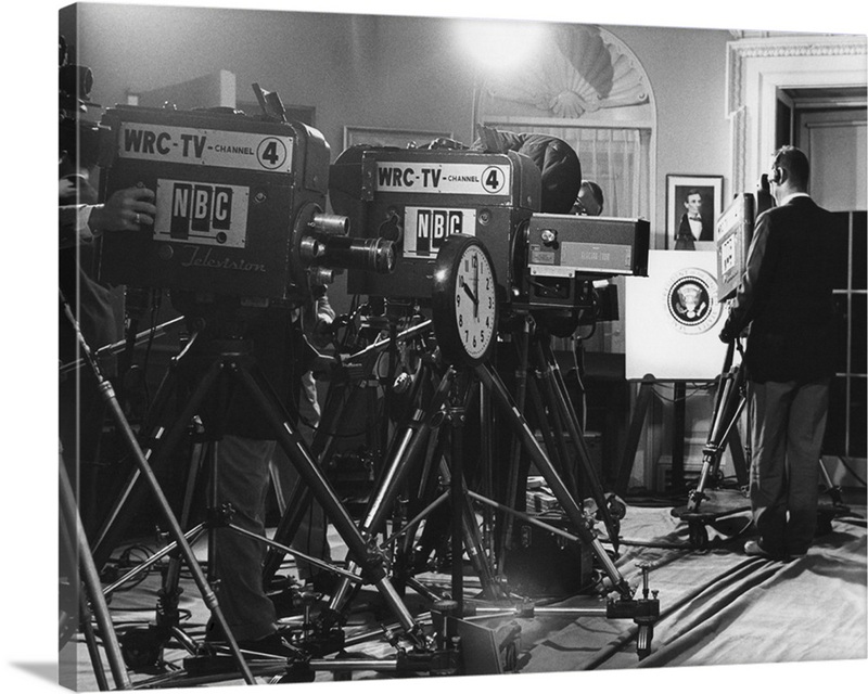 Television cameras at an event at the White House, July 25, 1955 ...