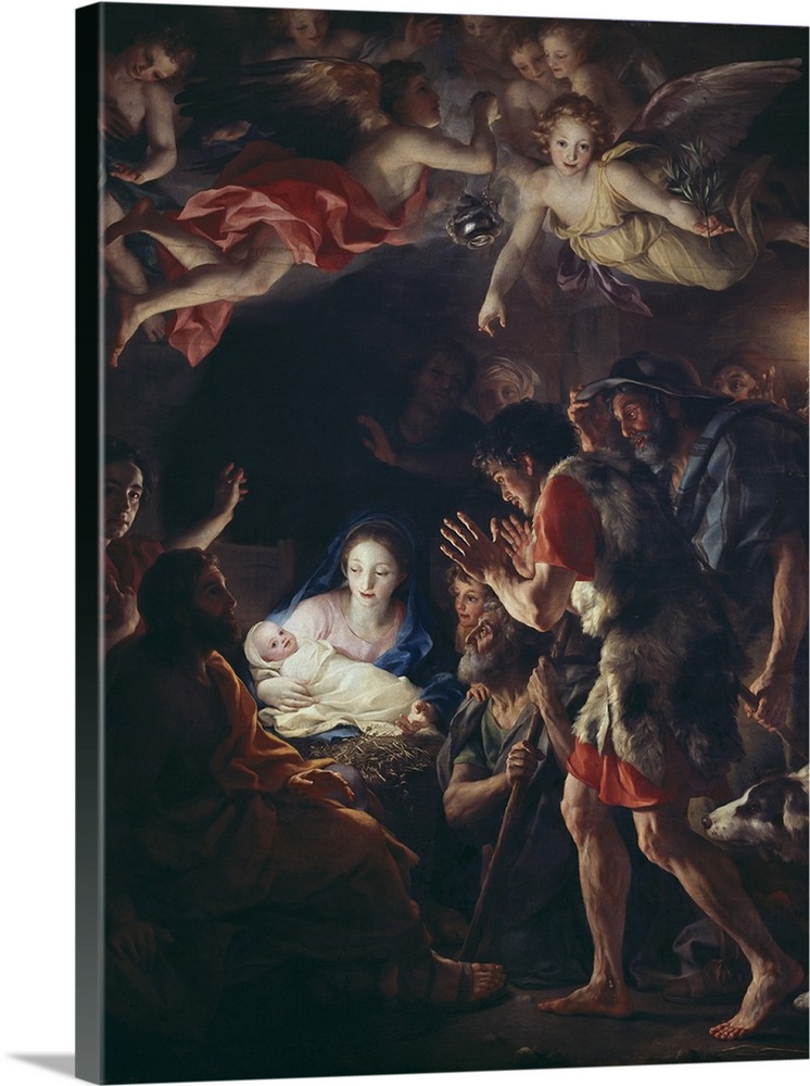 MENGS, Anton Raphael (1728-1779). The Adoration of the Shepherds. 1770. On the left side, behind Saint Joseph there is the...