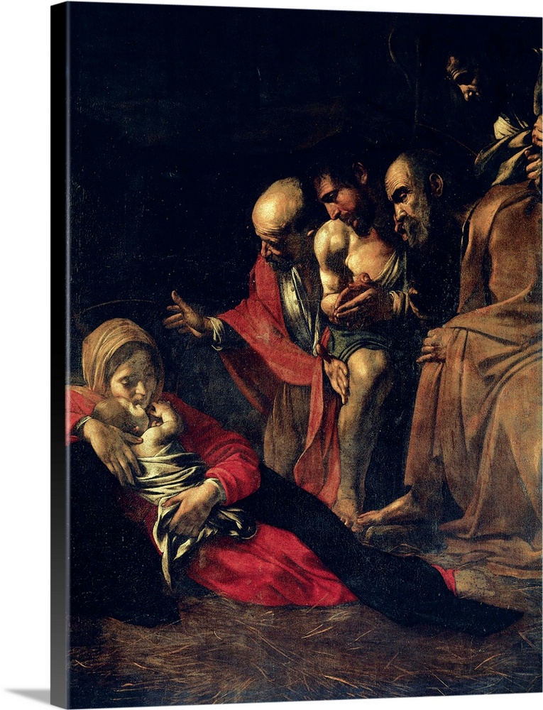 CARAVAGGIO, Michelangelo Merisi da (1573-1610). The Adoration of the Shepherds. 1609. Detail. Baroque art. Oil on canvas. ...