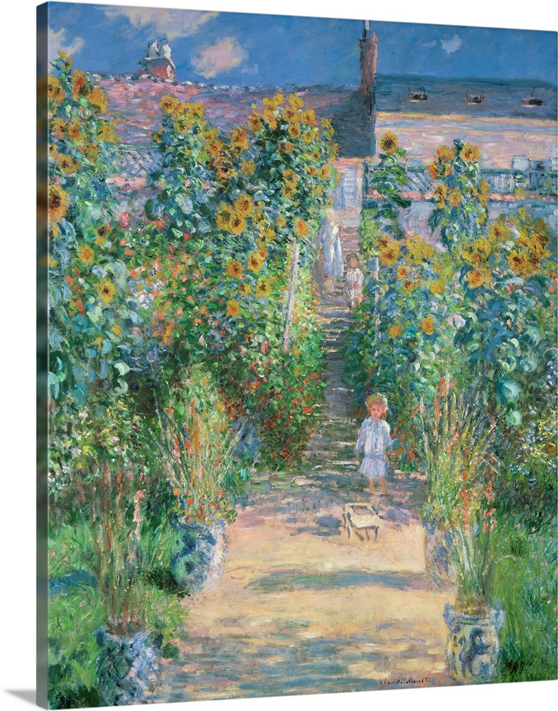 The Artist's Garden at Vetheuil, by Claude Monet, 1880, French impressionist painting, oil on canvas. This painting was pa...
