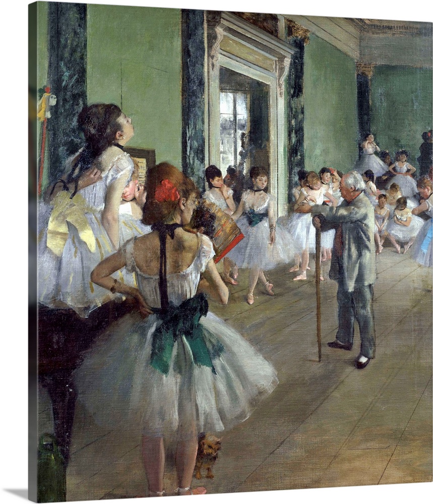 Edgar Degas, French School. The Ballet Class. 1873. Oil on canvas, 0.85 x 0.75 m. Paris, musee d'Orsay. Degas Edgar Ec. Fr...