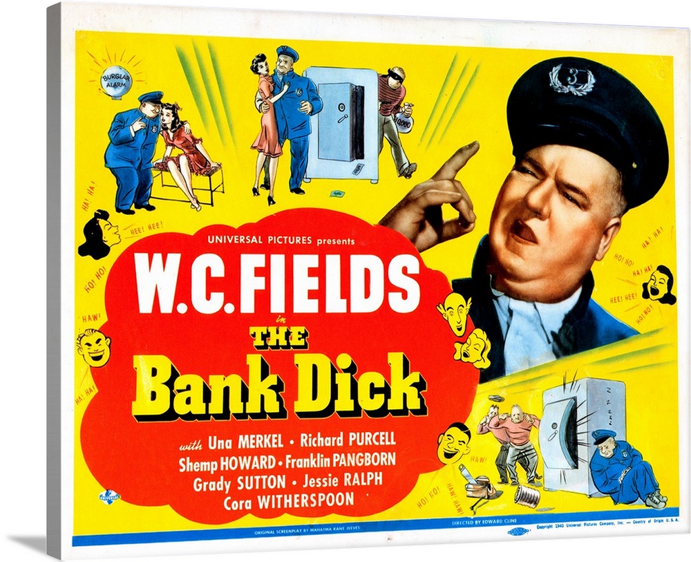 The Bank Dick, US Poster, Right: W.C. Fields On Title Card, 1940.