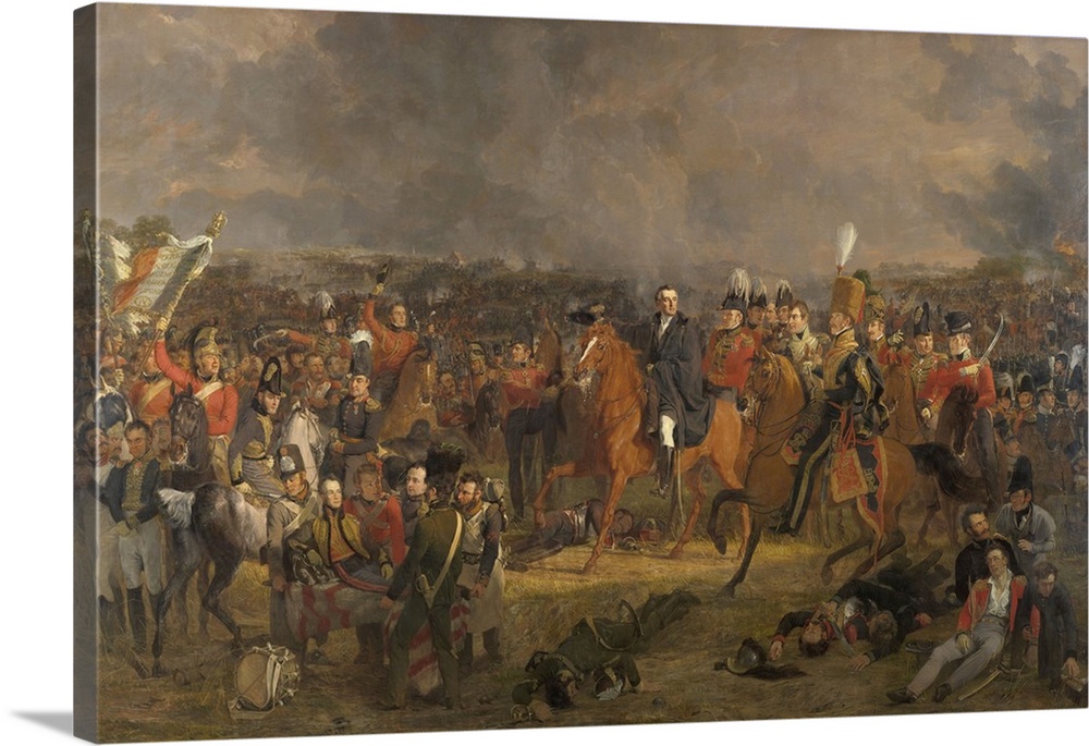 The Battle of Waterloo, by Jan Willem Pieneman, 1824, Dutch painting, oil on canvas. Duke of Wellington receiving the mess...