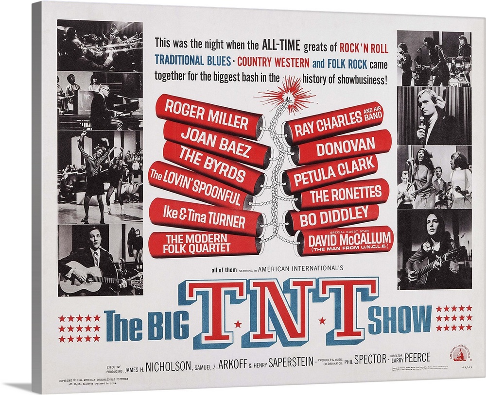 The Big T.N.T. Show, Us Lobbycard, Left, Second Inset: Ray Charles; Left, Bottom Inset: Roger Miller; Right, From Top: The...