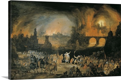 The Burning of Troy. (1570-1607) Pieter Schoubroeck