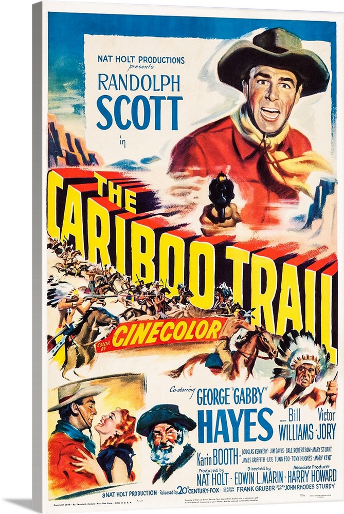 The Cariboo Trail, US Poster Art, Top: Randolph Scott; Bottom From Left: Randolph Scott, Karin Booth, George 'Gabby' Hayes...
