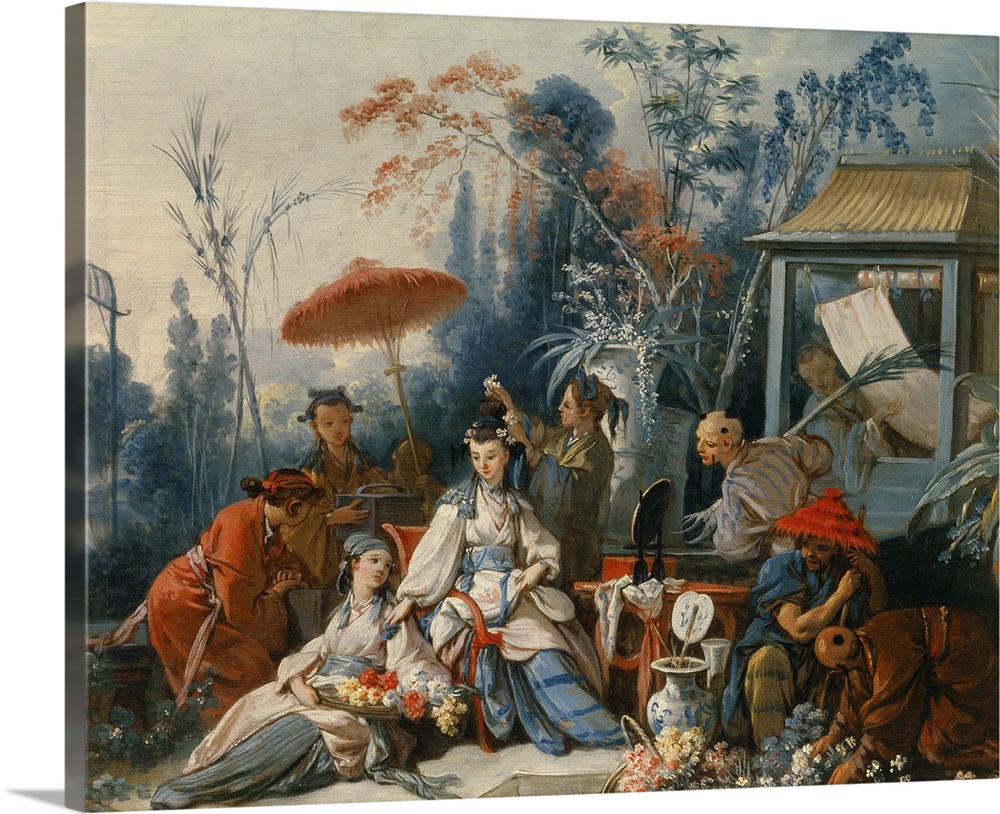 Francois Boucher, French School. The Chinese Garden. Circa 1742. Oil on canvas, 0.405 x 0.48 m. Besancon, musee des Beaux ...
