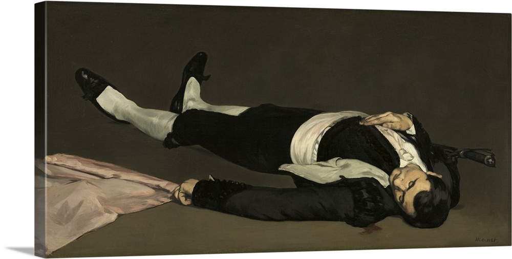 The Dead Toreador, by Edouard Manet, 1863, French painting, oil on canvas. The figure was originally in the foreground of ...