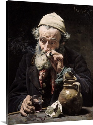 The Drinker, Old Man Drinking Wine and Smoking Pipe