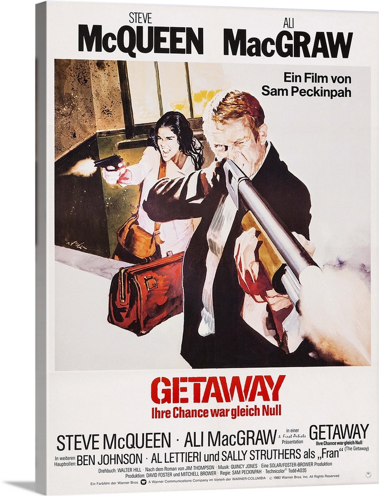 The Getaway, (aka Ihre Chance War Gleich Null), German Poster Art, From Back Left: Ali Macgraw, Steve Mcqueen, 1972.