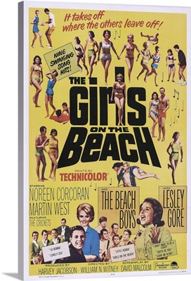 The Girls On Beach - Vintage Movie Poster, 1965