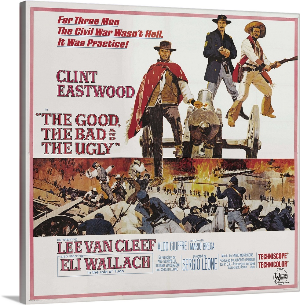 The Good, The Bad, And The Ugly, L-R: Clint Eastwood, Lee Van Cleef, Eli Wallach On Poster Art, 1965.