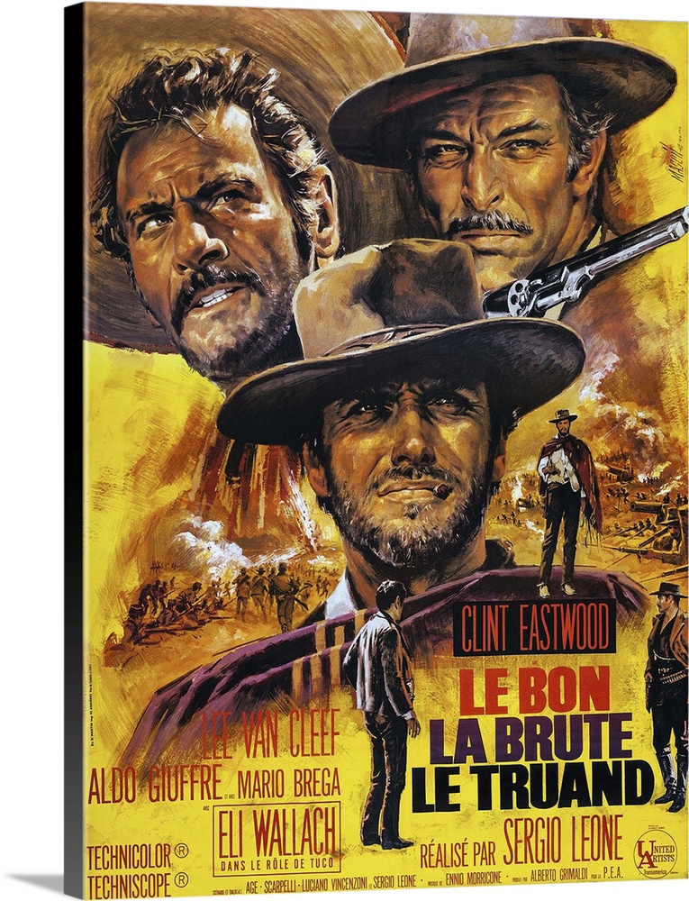 Retro poster artwork for the film The Good The Bad The Ugly.