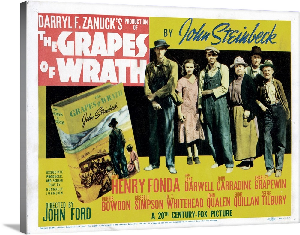 The Grapes Of Wrath, US Poster, John Carradine, Dorris Bowdon, Henry Fonda, Jane Darwell, Russell Simpson, Frank Darien, 1...