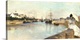 image thumbnail of The Harbor at Lorient, by Berthe Morisot, 1869, French painting, oil on canvas. Impressionist view of still water and ship...