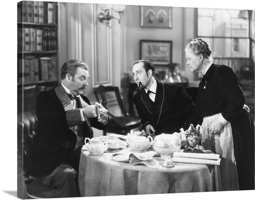 The Hound Of The Baskervilles, From Left, Nigel Bruce, Basil Rathbone, Mary Gordon, 1939.