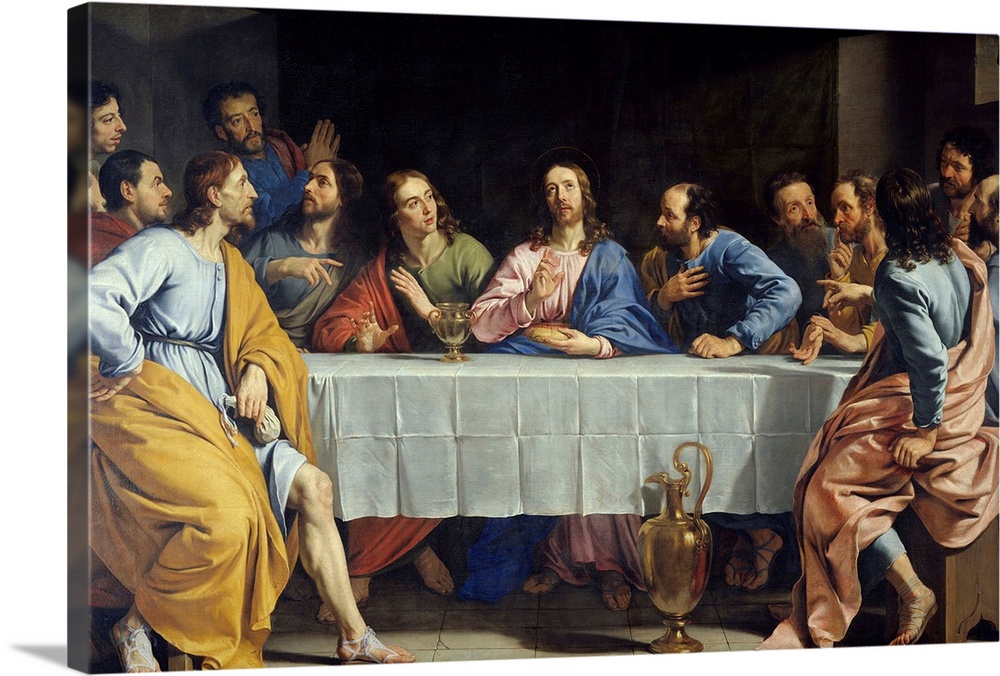 3874, Philippe De Champaigne, Flemish School. The Last Supper. 1648. Oil on canvas, 1.58 x 2.33 m. Paris, musee du Louvre....