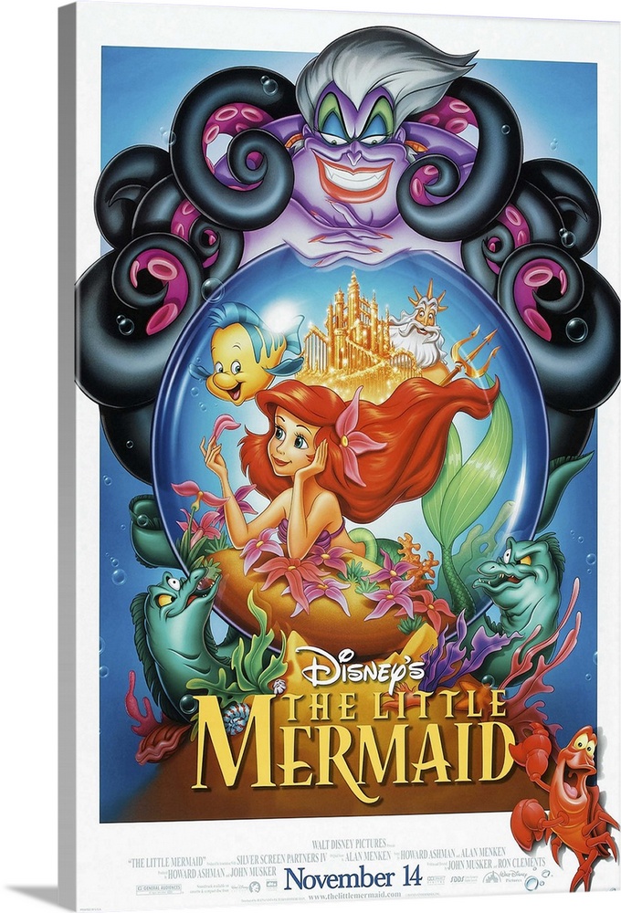 The Little Mermaid, (Us Advance Poster Art, Ursula (Top), In Ball From Top To Bottom: King Triton, Flounder, Ariel, Sebast...