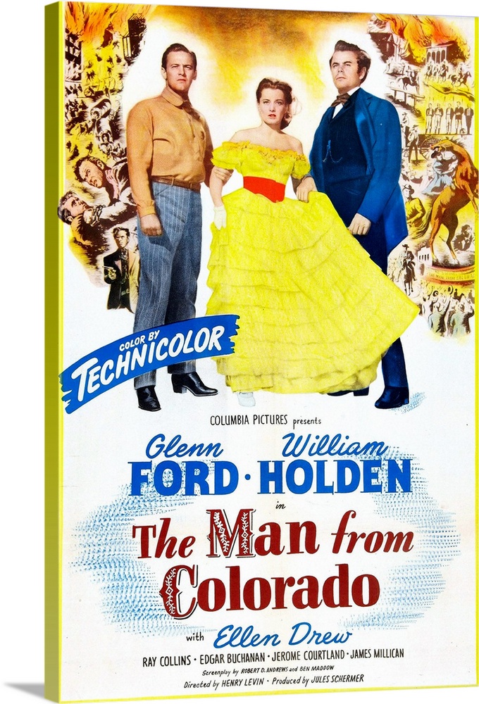 THE MAN FROM COLORADO, US poster, from left: William Holden, Ellen Drew, Glen Ford, 1948