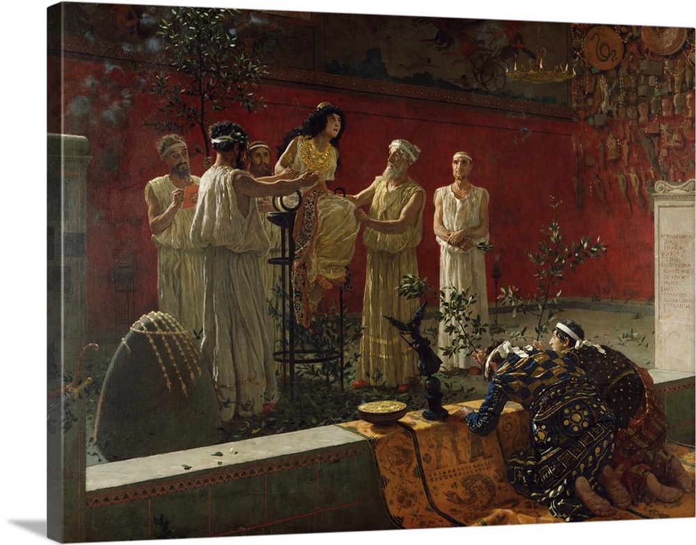 The Oracle, by Camillo Miola, 1880, Italian painting, oil on canvas. Moila's imaginative recreation of the Delphic Oracle ...