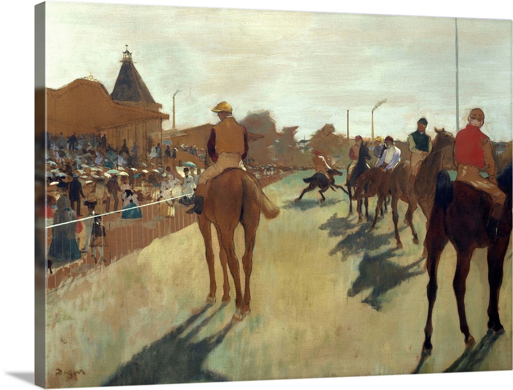 Edgar Degas, French School. The Parade, also known as Race Horses in front of the Tribunes. Circa 1866-1868. Petrol painti...