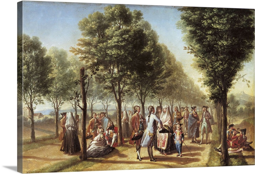 BAYEU Y SUBIAS, Francisco (1734-1795). The Paseo de las Delicias in Madrid. 1785. Made for a tapestry. Neoclassicism. Oil ...