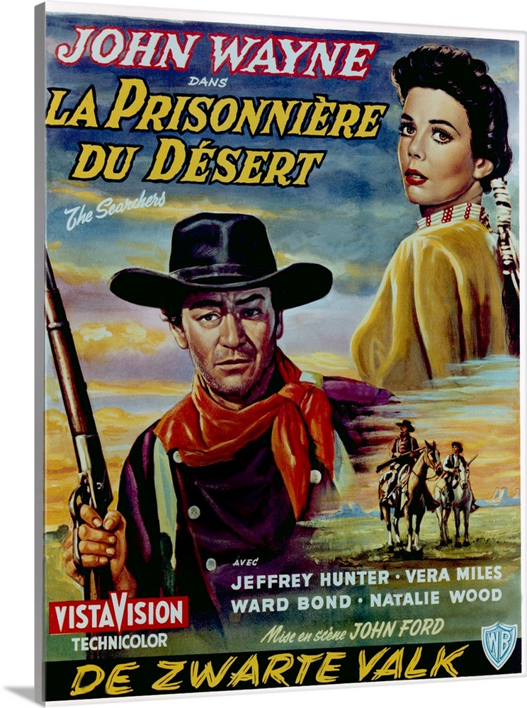 The Searchers, (aka La Prisonniere Du Desert), Top From Left On Belgian Poster Art: John Wayne, Natalie Wood, Bottom Right...