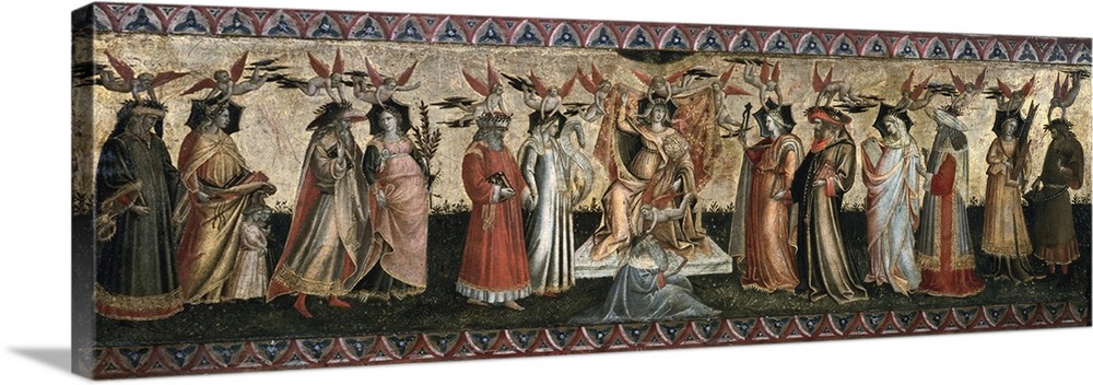 PONTE, Giovanni dal (1376-1437). The Seven Liberal Arts. ca. 1435. Panel for the front side of a chest. In the middle: the...