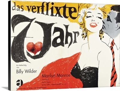 The Seven Year Itch, Marilyn Monroe, Tom Ewell, German Poster Art, 1955