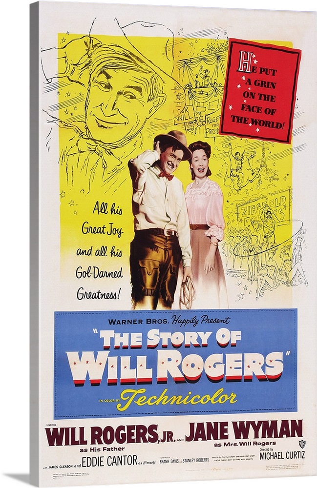 The Story Of Will Rogers, Will Rogers Jr., Jane Wyman, 1952 Wall Art ...