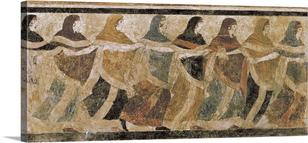 The Tomb of the Dancing Women. 1st half 4th BC. Etruscan art. Fresco. ITALY. Naples. National Museum of Archaeology. Proc:...