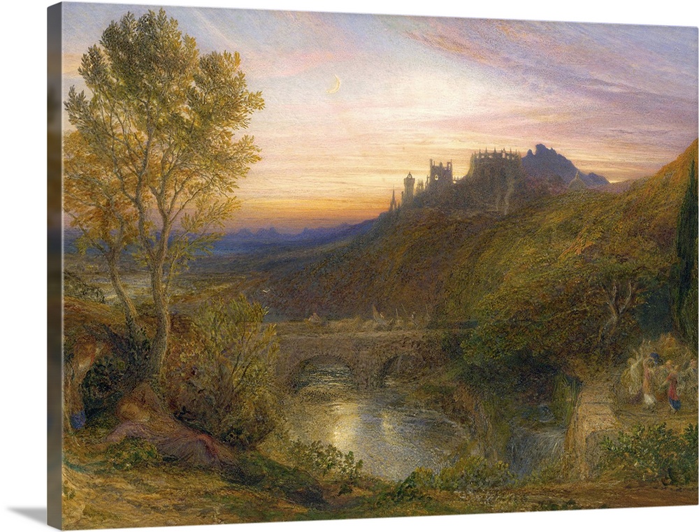 The Towered City (The Haunted Stream), by Samuel Palmer, c.1850-75. English watercolor painting. Visionary British romanti...