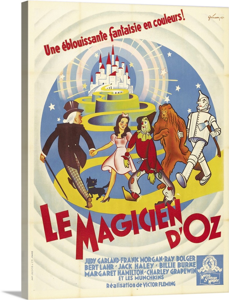The Wizard Of Oz, (AKA Le Magicien D'Oz), French Poster Art, From Left: Wizard Of Oz, Toto The Dog, Dorothy Gale, Scarecro...