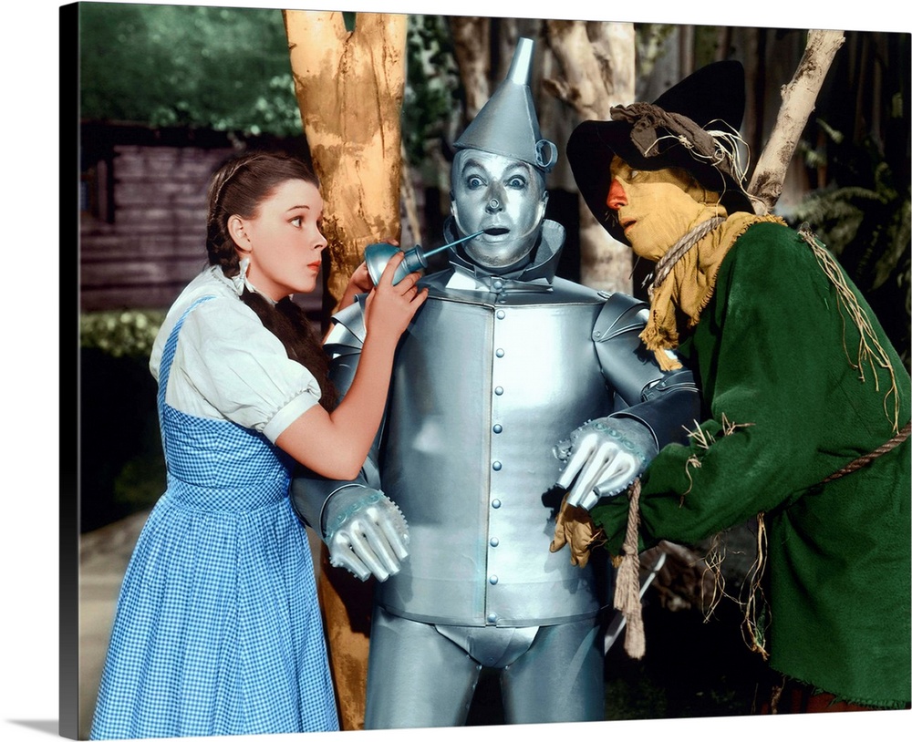THE WIZARD OF OZ, (from left): Judy Garland, Jack Haley, Ray Bolger, 1939.