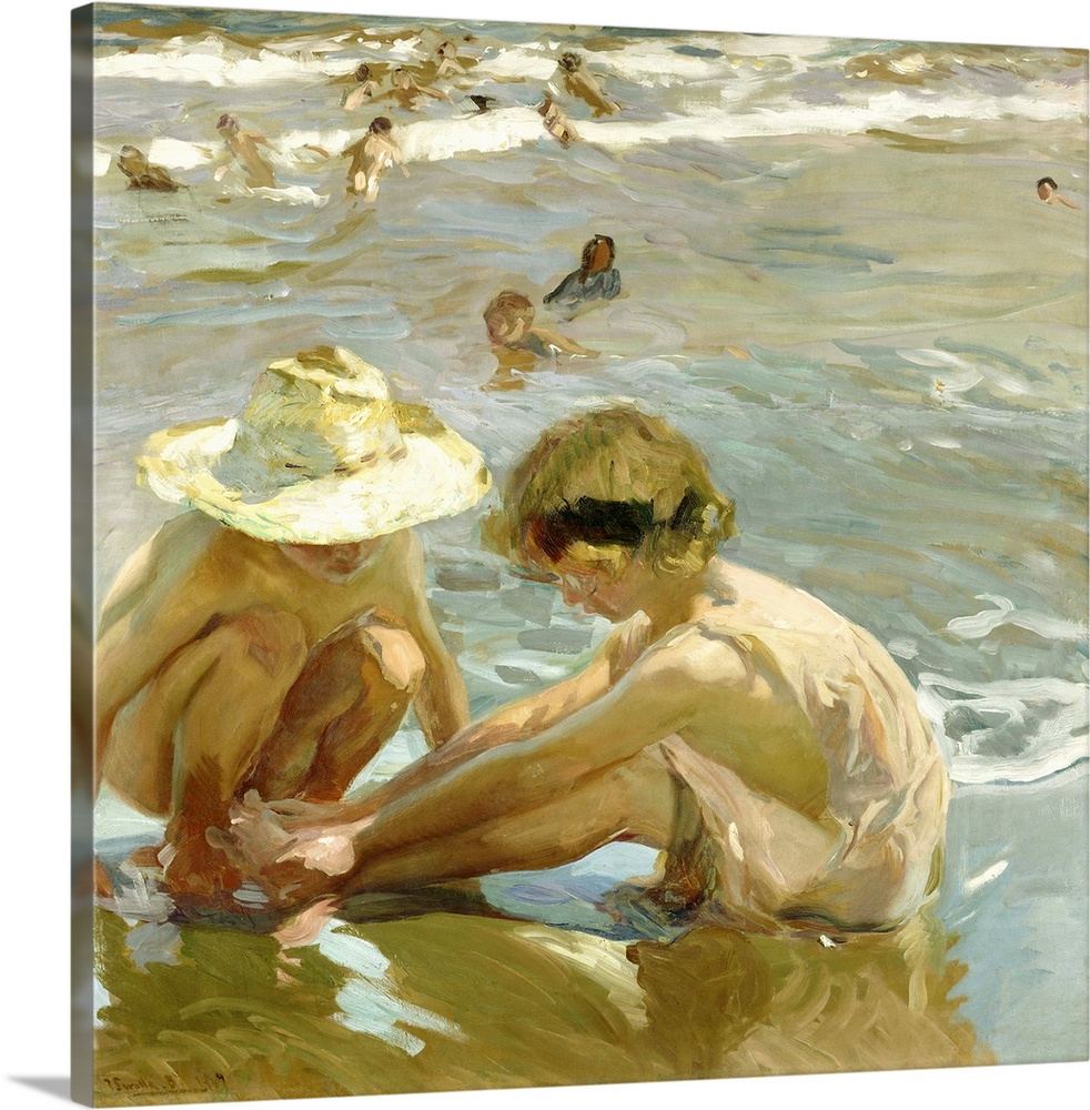 The Wounded Foot, by Joaquin Sorolla y Bastida, 1909, Spanish painting, oil on canvas. This painting's casual cropping add...
