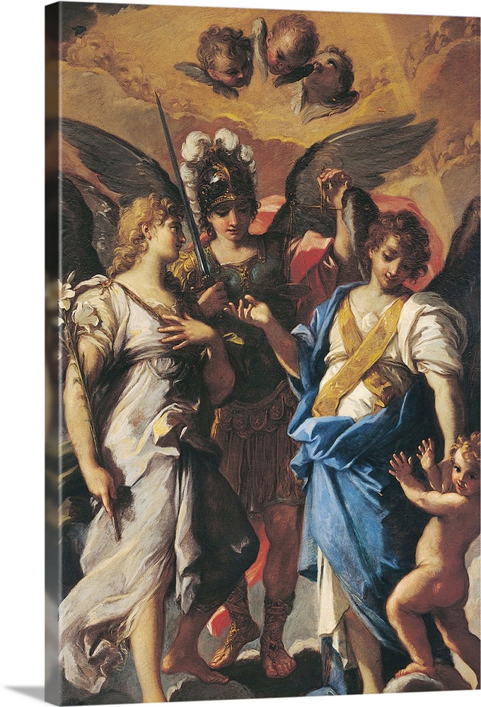 The Three Archangels, by Giuseppe Passeri, 17th Century, - Italy, Lazio, Rome, Santa Caterina e Magnanapoli Church. All. A...