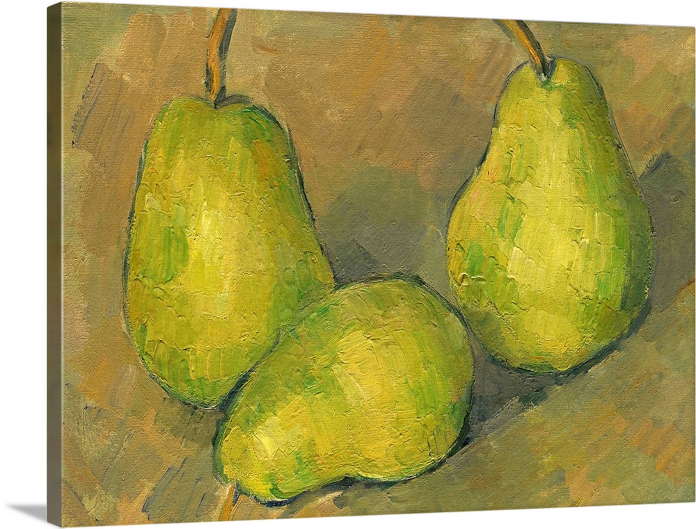 Three Pears, by Paul Cezanne, 1878-79, French Post-Impressionist painting, oil on canvas. Entering his mature period, he d...