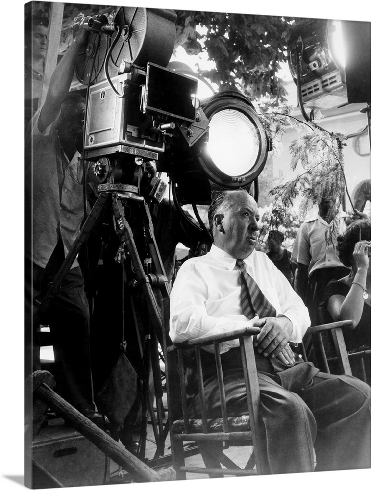 TO CATCH A THIEF, director Alfred Hitchcock on set, 1955
