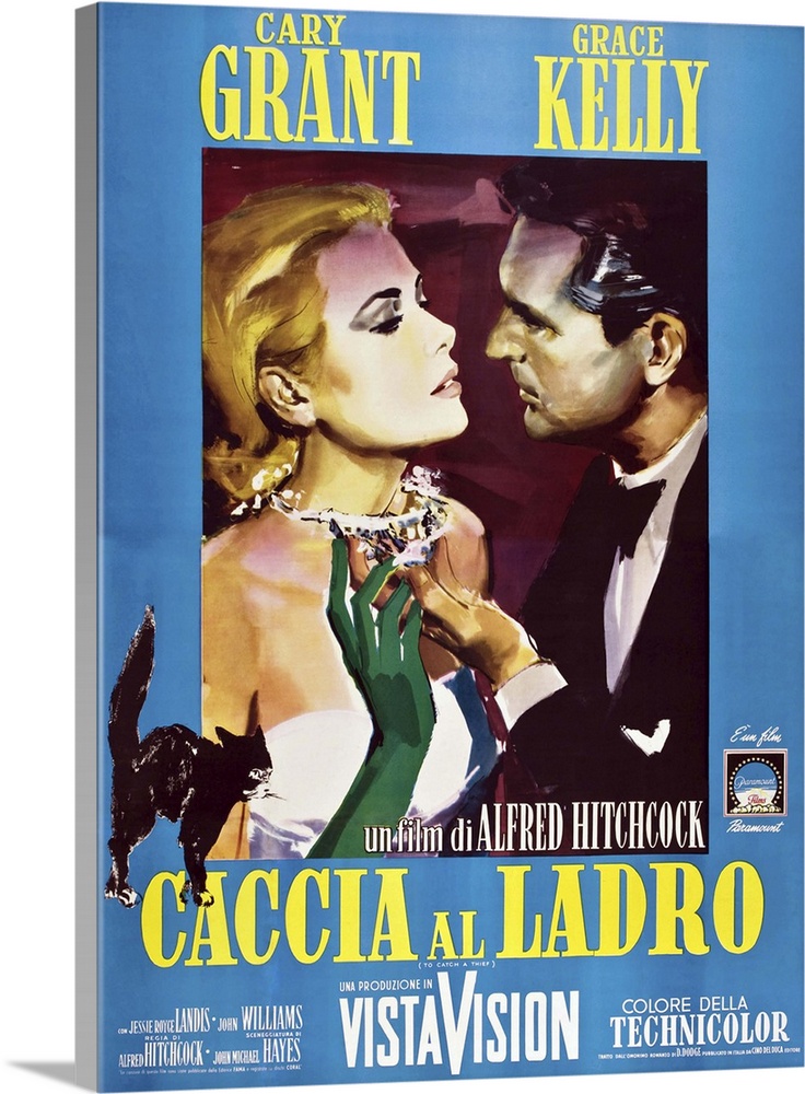 TO CATCH A THIEF (aka CACCIA AL LADRO), from left: Grace Kelly, Cary Grant on Italian poster art, 1955.