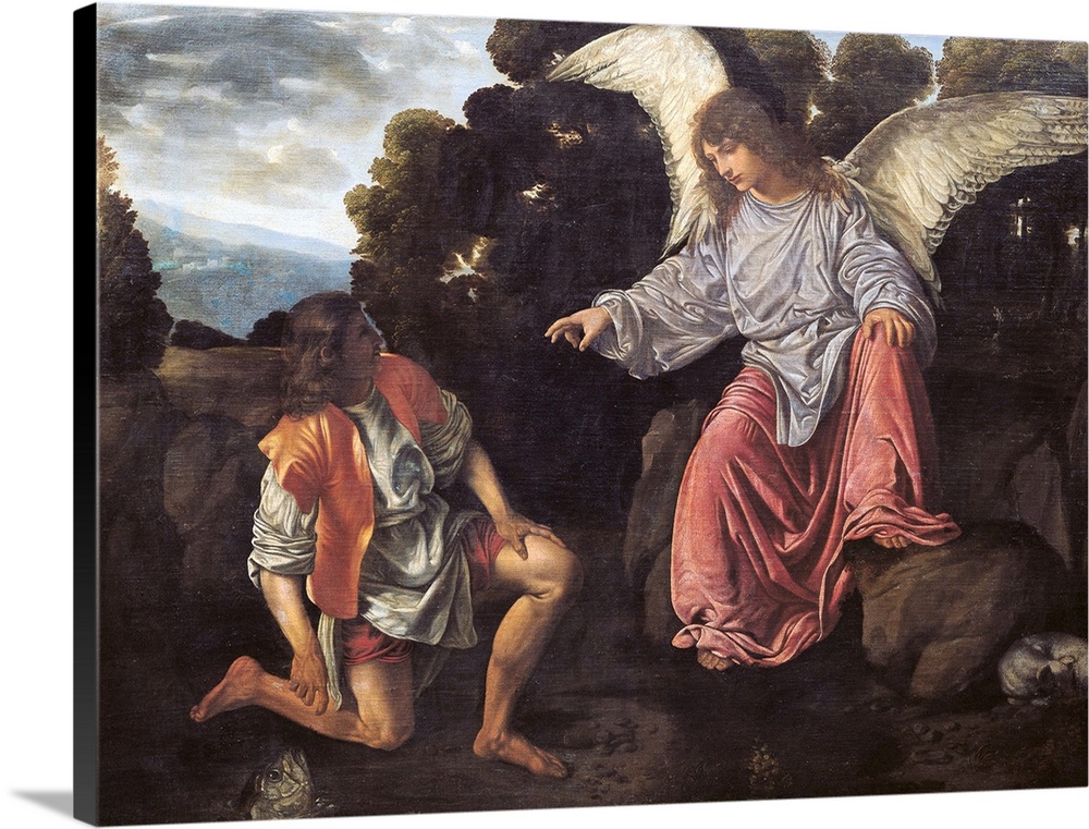 Archangel Raphael and Tobias (Tobias and the Angel), by Giovanni Girolamo (Gerolamo) Savoldo, 1540 about, 16th Century, oi...