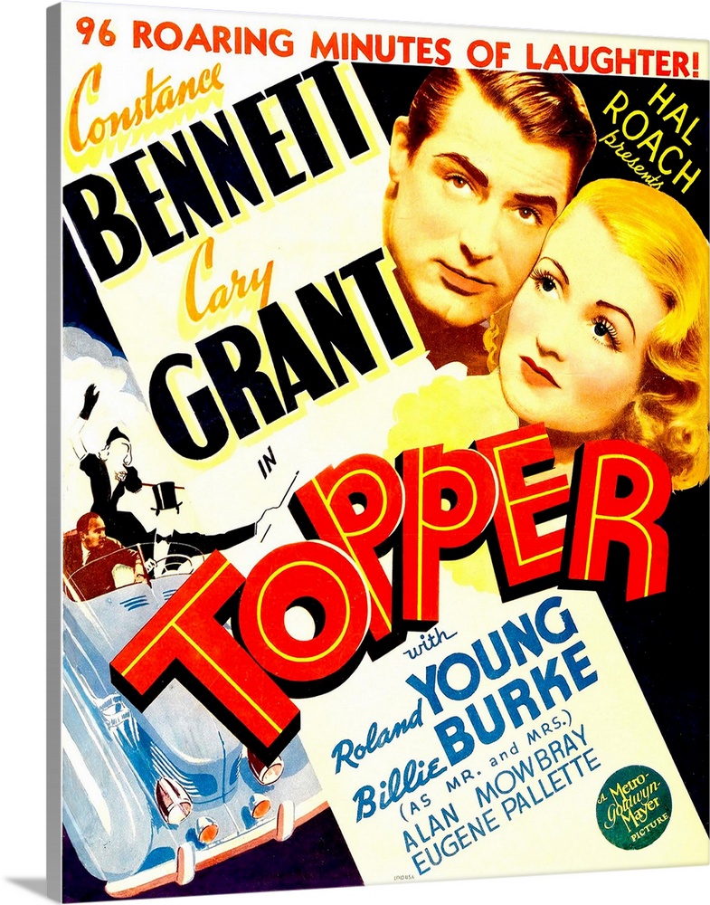 TOPPER, from left: Cary Grant, Constance Bennett on window card, 1937